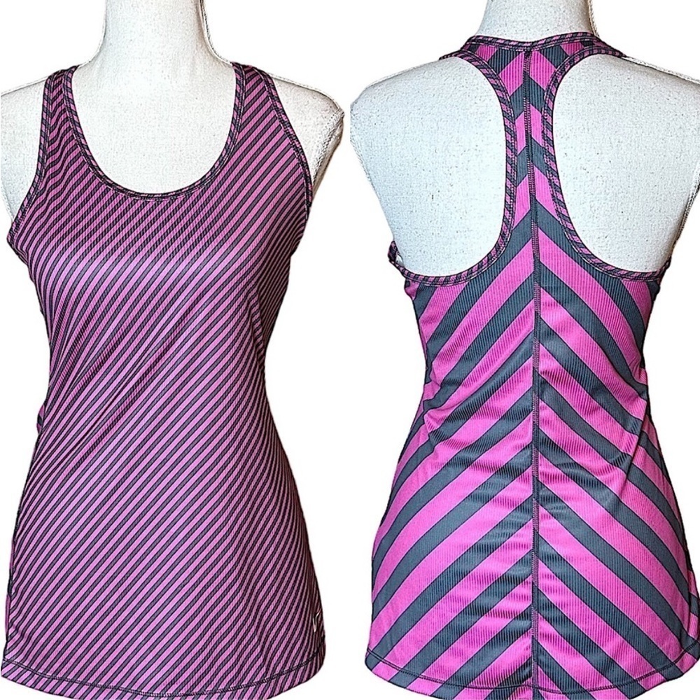 Nike Dri-Fit Racerback Tank Pink Gray Stripe Women’s Small